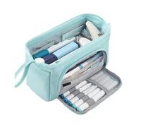 Estuche extragrande - Organizador de color sólido de 22 cm con múltiples compartimentos para suministros escolares y de oficina, Azul Plae, Talla única, Estilo único