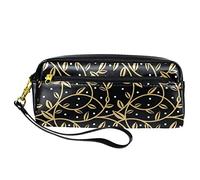 Estuche floral abstracto para lápices, bolsa de piel sintética con cremallera, para niños y niñas, suministros escolares y de oficina