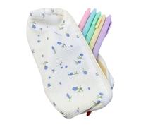 Estuche floral para lápices, bonito estuche para lápices, bolsa floral pequeña para bolígrafos, bolsa de almacenamiento, estuche para lápices, organizador de artículos de papelería escolares, Azul,