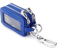 Estuche for llaves de coche, soporte for bolsa de llaves de coche, bolsa con cremallera for llaves portátil de cuero genuino, llavero inteligente de coche de doble capa for hombres y mujeres, negro /3