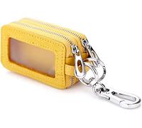 Estuche for llaves de coche, soporte for bolsa de llaves de coche, bolsa con cremallera for llaves portátil de cuero genuino, llavero inteligente de coche de doble capa for hombres y mujeres, negro /3