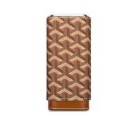 Estuche for puros de 3 dedos, forro de madera de cedro, estuche for puros de viaje for transporte diario(Brown)