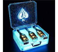 Estuche for transportar botellas de champán, estuche for transportar botellas de champán, caja LED recargable for 3 botellas con control remoto, for bar, hotel, discoteca, presentador de botellas priv