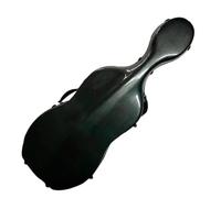 Estuche for violonchelo 4/4 de tamaño completo, compuesto de fibra de carbono, resistente y ultraligero, con mango fuerte, 2 soportes for arco, correas traseras y ruedas(Color:Black)