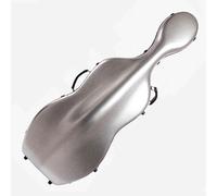 Estuche for violonchelo 4/4 de tamaño completo, compuesto de fibra de carbono, resistente y ultraligero, con mango fuerte, 2 soportes for arco, correas traseras y ruedas(Color:Silver)