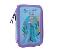 Estuche Frozen Elsa 3 Compartimentos y 3 Cremalleras Estuche Elsa Escolar Porta Bolígrafos y Colores Completo de Papelería con Triple Compartimento