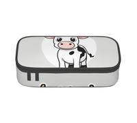 Estuche funcional de moda con estampado de vaca de leche de dibujos animados, práctico para uso diario, artículos de tocador de maquillaje