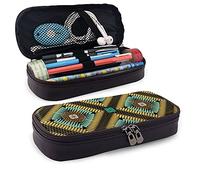 Estuche geométrico colorido con patrón griego de vector para bolígrafos, papelería, bolsa con cremallera para bolígrafos, lápices, resaltadores, bolígrafos de gel, marcadores, borrador y otras