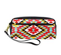Estuche geométrico para lápices, bolsa de piel sintética con cremallera para niños, niñas, suministros escolares y de oficina