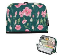 Estuche grande con cremallera para lápices, bolsa de almacenamiento para el aula, bolsa para bolígrafos, patrón de arte para niños, organizador de suministros de vuelta a la escuela, delicadas flores