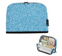 Estuche grande con cremallera para lápices, bolsa de almacenamiento para lápices, bonita bolsa de marcadores para niñas, patrón de niños, organizador de suministros de vuelta a la escuela, color azul