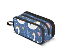 Estuche grande con diseño de cisnes y coronas de cisnes, bolsa portátil de maquillaje para oficina, escuela secundaria, estudiantes universitarios, niñas y niños, multicolor, Talla única, Estuche de