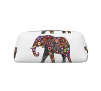Estuche grande con estampado de elefante alegre para lápices, papelería, oficina, universidad, escuela, bolsa de maquillaje, Gold, Talla única, Neceser
