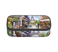 Estuche grande de la Torre Eiffel de París Street Scene con cremallera, bolsa de almacenamiento de papelería, bonita impresión para niños y niñas, suministros escolares de oficina