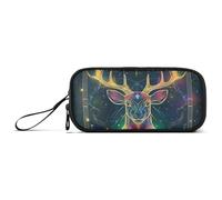 Estuche grande de nailon con diseño de ciervo astrológico de color bohemio para niños, estuche de lápices de alta capacidad para escuela secundaria, bolsa de papelería para oficina y adolescentes