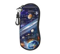 Estuche grande de neopreno suave para gafas de educación del sistema solar con cremallera, portátil, para hombres y mujeres