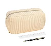 Estuche grande de pana de alta capacidad, contenedor de papelería para escuela secundaria, universidad, para viajes, viajes, viajes, pintura, marcado, diario, Color crema, Consulte la descripción
