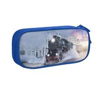 Estuche grande de poliéster para organizar tus bolígrafos, lápices, estuche para adultos para la escuela, oficina, tren de vapor, salida al atardecer, Blue, Talla única, Bolsa de maquillaje