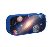 Estuche grande de poliéster para organizar tus bolígrafos, lápices, estuche para adultos para la escuela, oficina, universo, galaxia, espacio exterior, Blue, Talla única, Bolsa de maquillaje