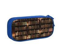 Estuche grande de poliéster para organizar tus bolígrafos, lápices, estuche para lápices para adultos, para escuela, oficina, sala de libros, biblioteca misteriosa, Blue, Talla única, Bolsa de