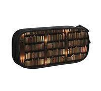 Estuche grande de poliéster para organizar tus bolígrafos, lápices, estuche para lápices para adultos, para escuela, oficina, sala de libros, biblioteca misteriosa, Black, Talla única, Bolsa de