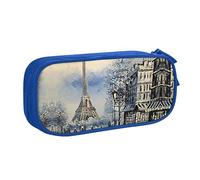 Estuche grande de poliéster para organizar tus bolígrafos, lápices, estuche para lápices para adultos, para la escuela, oficina, romántico, Torre Eiffel de París, Blue, Talla única, Bolsa de
