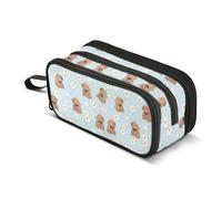 Estuche grande para lápices, bolsa de lápices de gran capacidad, 3 compartimentos, Little Daisy Capybara, suministros de oficina, papelería, bolsa de maquillaje, organizador de almacenamiento para