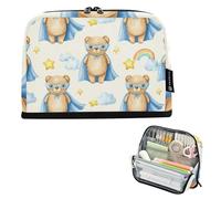 Estuche grande para lápices con cremallera, bonito estuche de dibujos animados de osos de peluche, superhéroes, bolsa de almacenamiento para lápices, bonita bolsa para bolígrafos para niñas