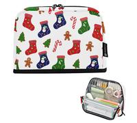 Estuche grande para lápices, con cremallera, calcetines coloridos de Navidad, bolsa de almacenamiento para lápices, bolsa de almacenamiento para el aula, bolsa para bolígrafos para niños, impresión