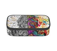 Estuche grande para lápices con cremallera para guardar artículos de papelería, diseño de cerebro izquierdo y derecho, bonito estampado para niños y niñas, suministros escolares de oficina