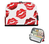 Estuche grande para lápices con cremallera y marcas de beso rojo, estuche de almacenamiento para lápices para adolescentes y niñas, artículos de papelería personalizados para niños, suministros de