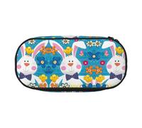 Estuche grande para lápices con diseño de primavera y Pascua con texto en inglés "Happy Easter Holiday Print", Black, Talla única, Organizador de bolsas
