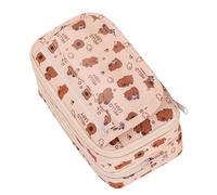 Estuche grande para lápices de alta capacidad, con cremallera, organizador de escritorio para escuela, oficina, bolsa de viaje, beige