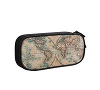 Estuche grande para lápices, diseño de mapa del mundo manchado antiguo, bolsa duradera para bolígrafos con gran capacidad, bolsa de papelería minimalista para la escuela y fuera, color,