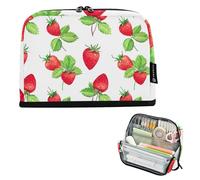 Estuche grande para lápices, estuche con cremallera, acuarela, fresas, lápices blancos, bolsas de almacenamiento para adolescentes y niñas, estuche para bolígrafos, artículos de papelería gráficos