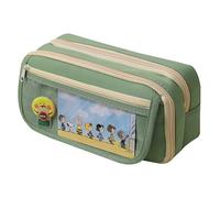 Estuche grande para lápices, estuche de gran capacidad, bolsa de cosméticos para bolígrafos, organizador de artículos de papelería, simple, bolsa de almacenamiento para oficina, hogar, viajes (verde)