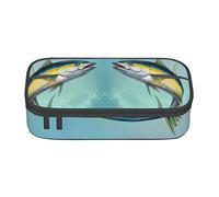 Estuche grande para lápices Fish Jumping Out of The Sea con cremallera, bolsa de almacenamiento de papelería, bonita impresión para niños y niñas, suministros escolares de oficina