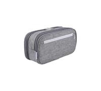 Estuche grande para lápices grande, organizador de lápices, estuche para escuela, oficina, incluye compartimento divisor con cremallera y asa de transporte, gris, talla única