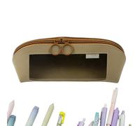 Estuche Grande para lápices, Organizador de Cuero Transparente, de Almacenamiento con Cremallera, 9.25 x 3.15 x 3.35 Pulgadas, Gran Capacidad para Tijeras, Reglas, Gomas de borrar, Notas, Rosa