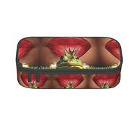 Estuche grande para lápices Red Lips Getting Ready to Kiss A Frog para niñas y niños, estuche estético con múltiples compartimentos para adultos, organizador de oficina práctico para niños, adolescent