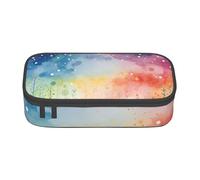 Estuche grande para niñas y niños, diseño de nubes de arco iris, estuche estético para niños, estuche escolar de papelería, artículos preparados, Black, Talla única, Juego de mochila escolar