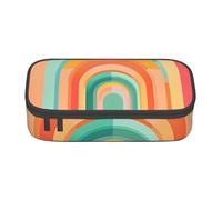 Estuche grande para niñas y niños, diseño geométrico de arco iris, estuche estético para niños, estuche escolar de papelería, artículos preparados, Black, Talla única, Juego de mochila escolar