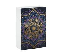 Estuche impermeable con diseño de mandala morado, con capacidad para 20 cigarrillos, de plástico resistente a los golpes, para guardar accesorios de fumar para hombres y mujeres.