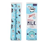 Estuche Impermeable Duradero con Cremallera Premium para Estudiantes - Bolsa de Papelería de Leche de Dibujos Animados de 3 Colores (Blue)