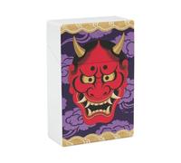 Estuche impermeable para cigarrillos para hombres y mujeres, de plástico rojo con forma de máscara de oni, caja para 20 cigarrillos de 85 mm, protector portátil con tapa abatible para fumadores.