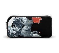 Estuche japonés divertido con diseño de gato con ondas, sol, estuche de lápices de alta capacidad, organizador de cosméticos para hombres y mujeres, Estilo:, 22*12*5cm, MHXYZHW