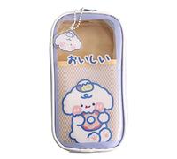 Estuche Kawaii para lápices, estuche portátil con bonito oso conejo para niñas, estuche transparente de gran capacidad, suministros escolares para adolescentes y niñas
