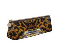 Estuche ligero y espacioso con estampado de serpiente amarilla, gran capacidad, triangular, con cremallera, para herramientas de escritura, White, Talla única