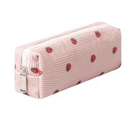 Estuche ligero y estético para bolígrafos, oficina, universidad, escuela, bolsa de almacenamiento, organizador de maquillaje, bolsa de cosméticos para niñas y niños (flores, fresa rosa)