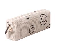 Estuche ligero y estético para bolígrafos, oficina, universidad, escuela, bolsa de almacenamiento, organizador de maquillaje, bolsa de cosméticos para niñas y niños (sonrisa-beige)